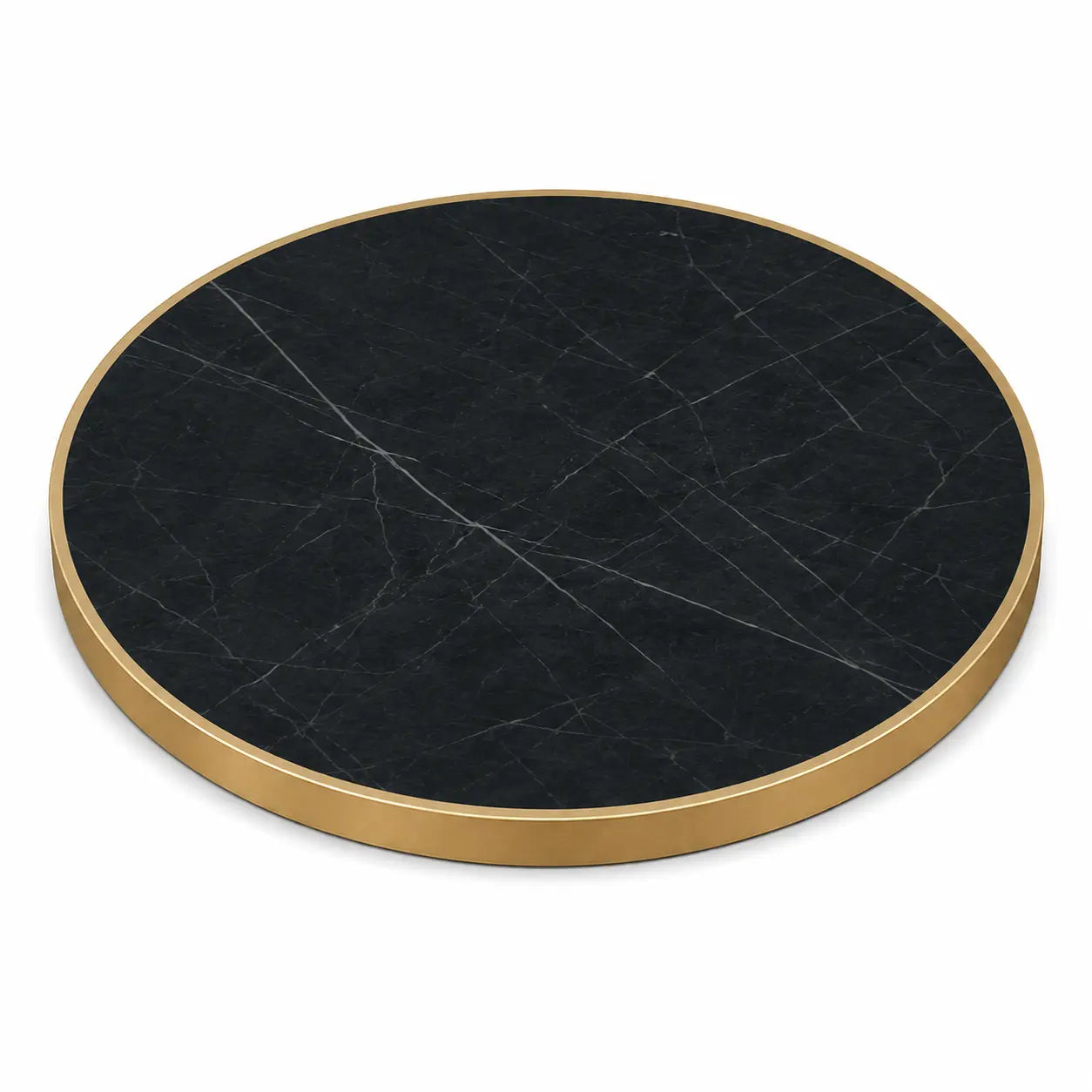 Plateau de table Capri rond – Chant laiton bakélisé