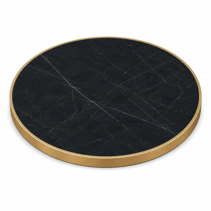 Plateau de table Capri rond – Chant laiton bakélisé