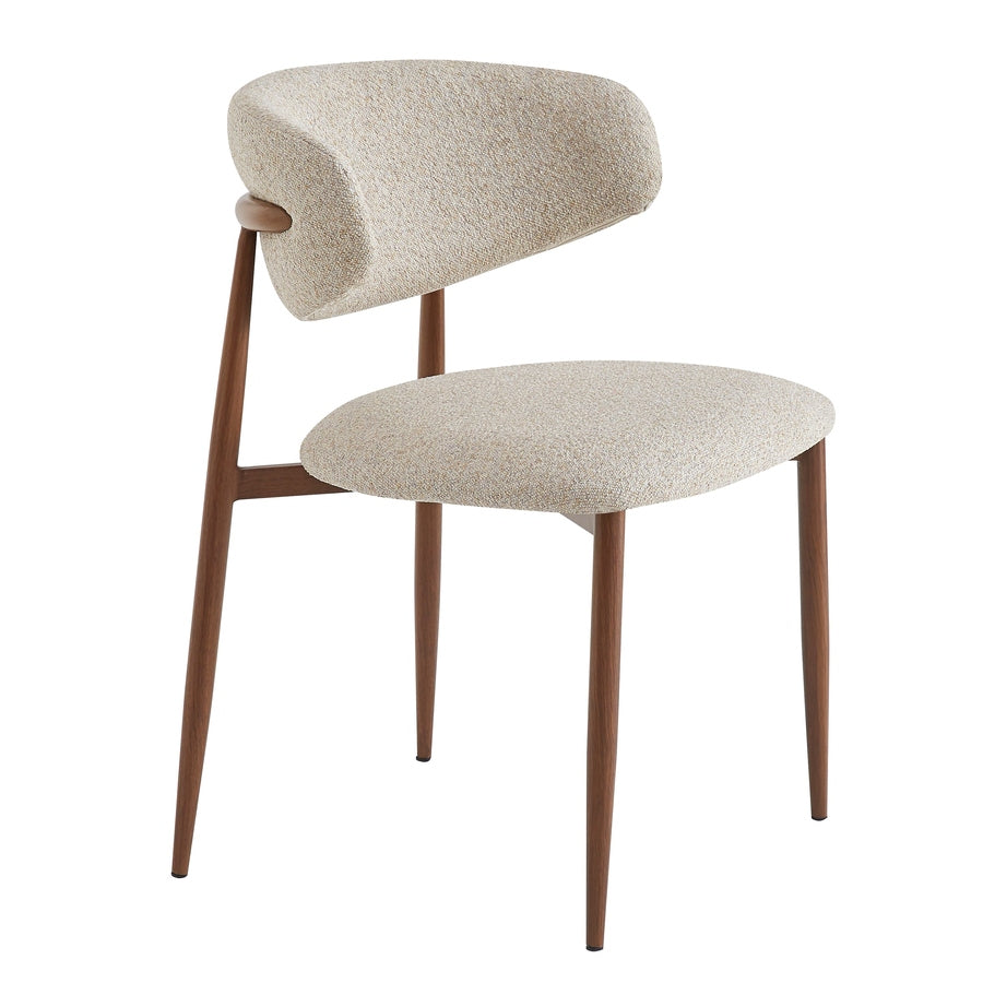 Chaise Pao — chaise de restaurant acier finition noyer à assise tapissée