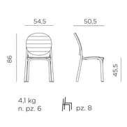 Chaise Erica Nardi – plan coté, dimensions
