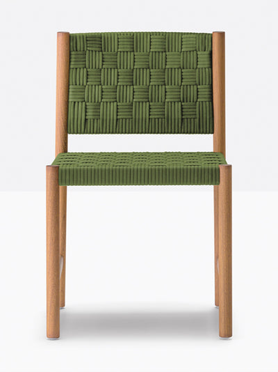 Chaise Griante teck, sangle vert olive