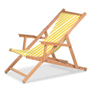 Chilienne Biarritz à accoudoirs — huile de lin, toile Rayé blanc jaune 011