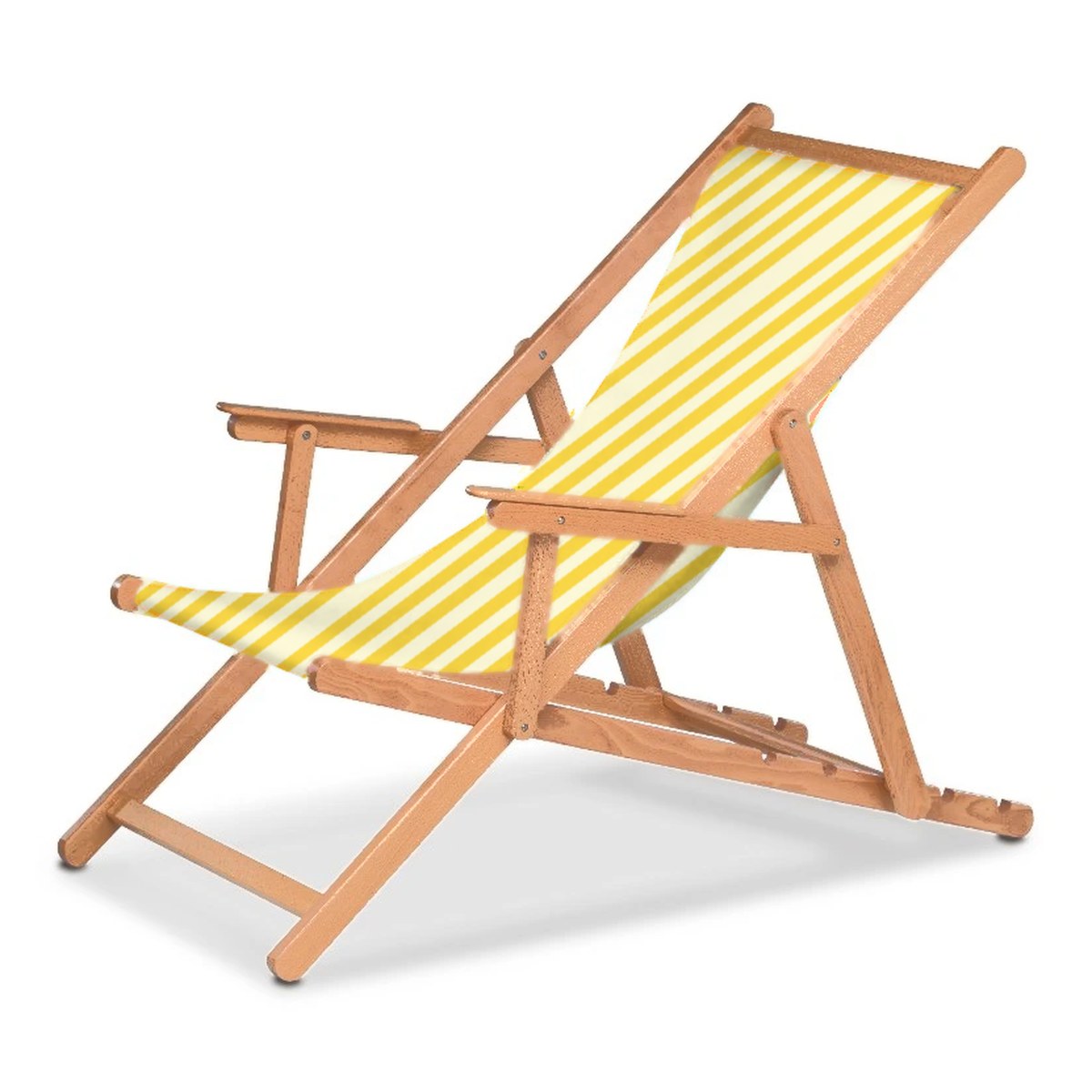 Chilienne Biarritz à accoudoirs — huile de lin, toile Rayé blanc jaune 011