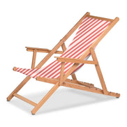Chilienne Biarritz à accoudoirs — huile de lin, toile Rayé blanc rouge 028