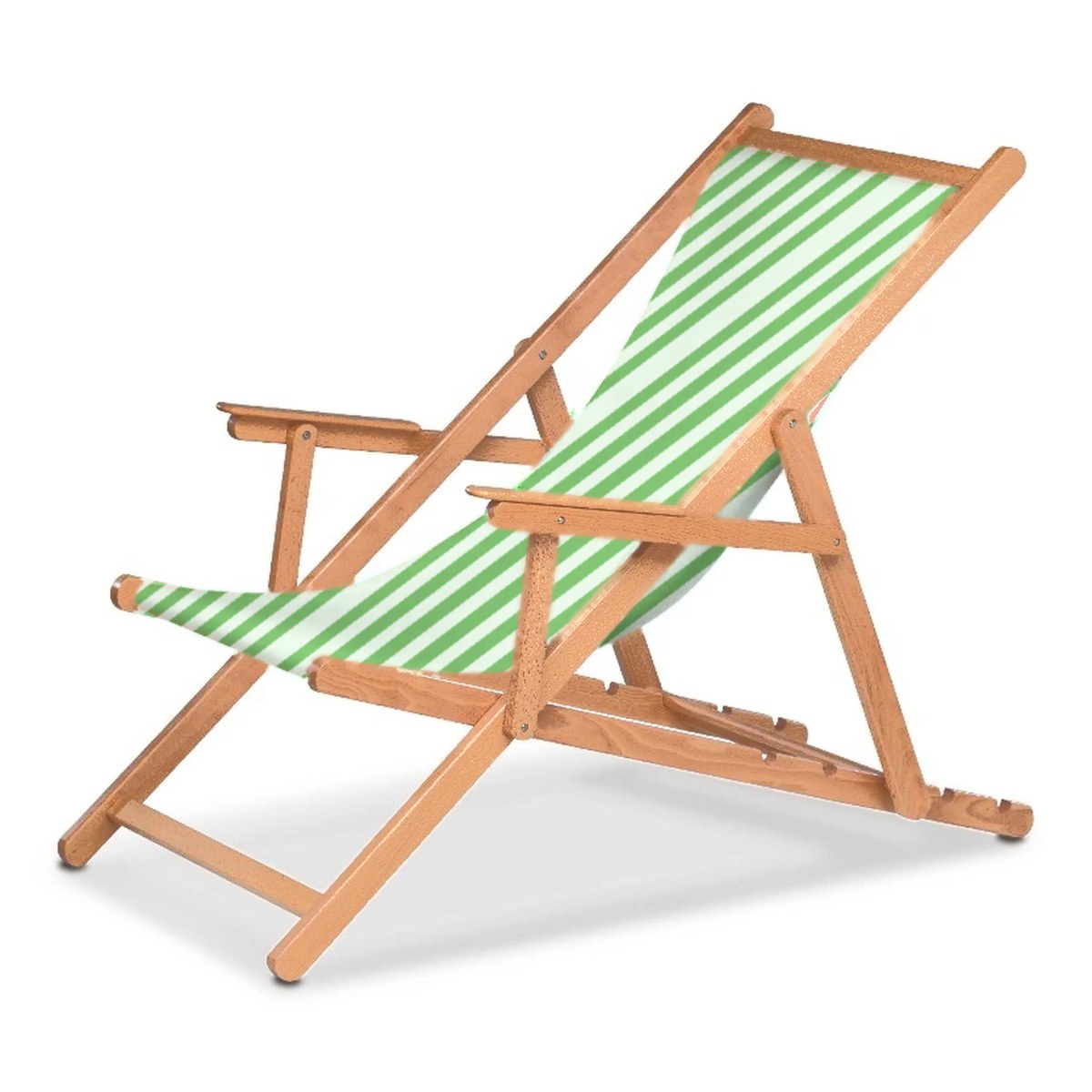 Chilienne Biarritz à accoudoirs — huile de lin, toile Rayé blanc vert 569