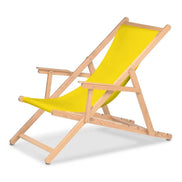 Chilienne Biarritz à accoudoirs — vernis naturel, toile Jaune 003