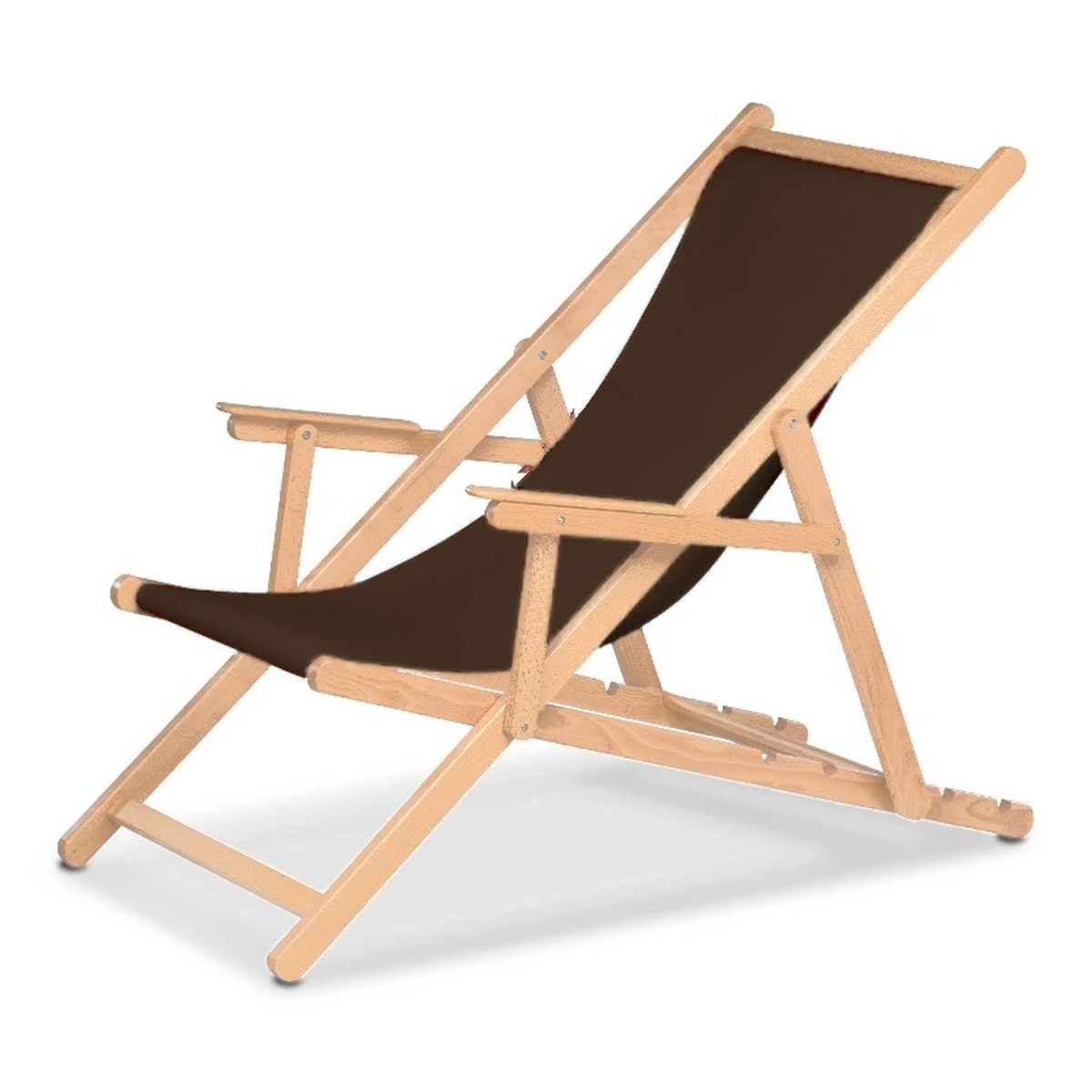 Chilienne Biarritz à accoudoirs — vernis naturel, toile Marron 005