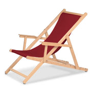 Chilienne Biarritz à accoudoirs — vernis naturel, toile Bordeaux 060