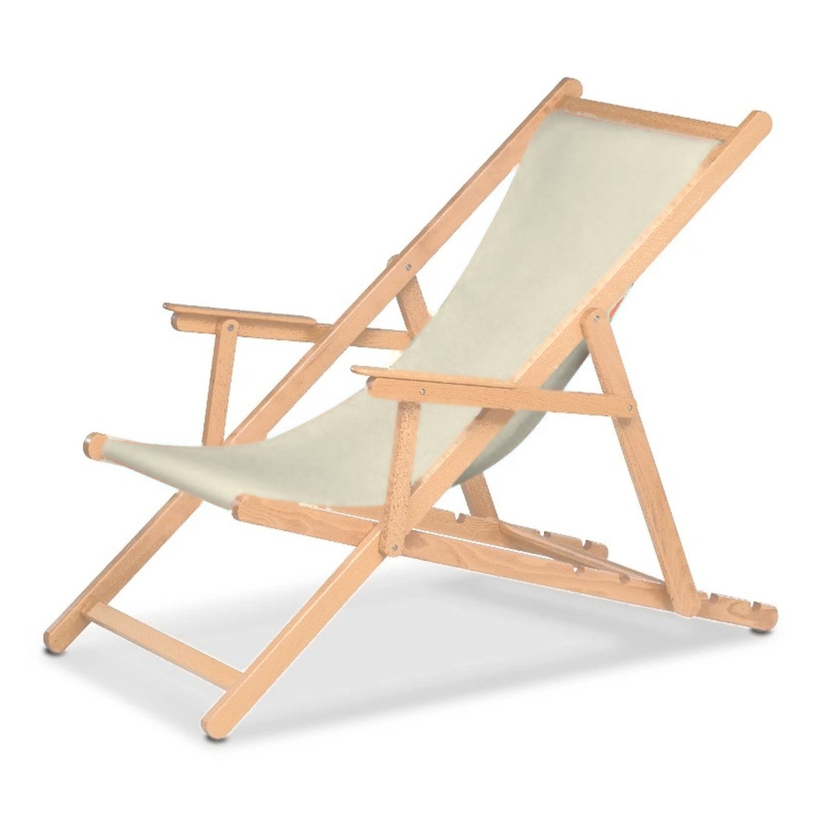 Chilienne Biarritz à accoudoirs — vernis naturel, toile Écru 061