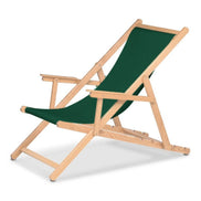 Chilienne Biarritz à accoudoirs — vernis naturel, toile Vert 072