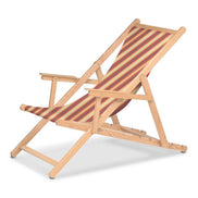 Chilienne Biarritz à accoudoirs — vernis naturel, toile Rayé multicolore 622