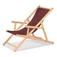Chilienne Biarritz à accoudoirs — vernis naturel, toile Rayé multicolore rouge 662