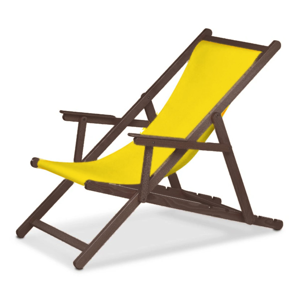 Chilienne Biarritz à accoudoirs — vernis noyer, toile Jaune 003