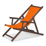 Chilienne Biarritz à accoudoirs — vernis noyer, toile Orange 004