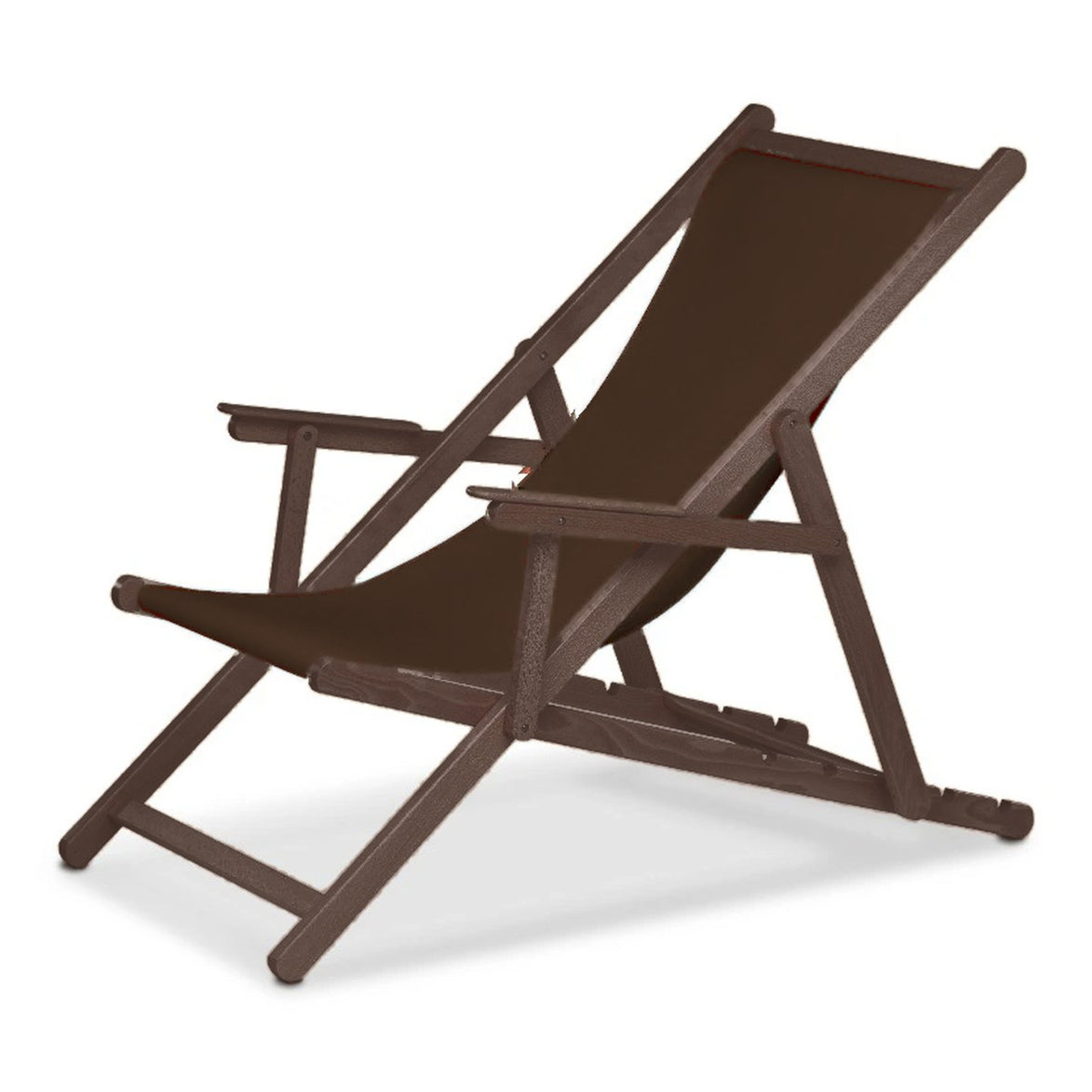 Chilienne Biarritz à accoudoirs — vernis noyer, toile Marron 005