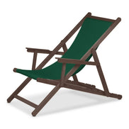 Chilienne Biarritz à accoudoirs — vernis noyer, toile Vert 072