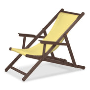 Chilienne Biarritz à accoudoirs — vernis noyer, toile Jaune paille 087