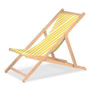 Chilienne Biarritz — vernis naturel, toile Rayé blanc jaune 011