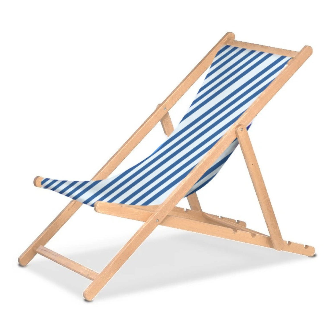 Chilienne Biarritz — vernis naturel, toile Rayé blanc bleu 012