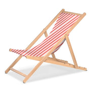 Chilienne Biarritz — vernis naturel, toile Rayé blanc rouge 028