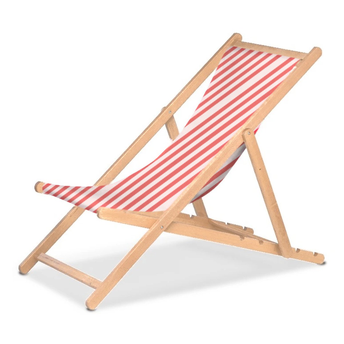 Chilienne Biarritz — vernis naturel, toile Rayé blanc rouge 028