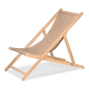 Chilienne Biarritz — vernis naturel, toile Rayé beige écru 512