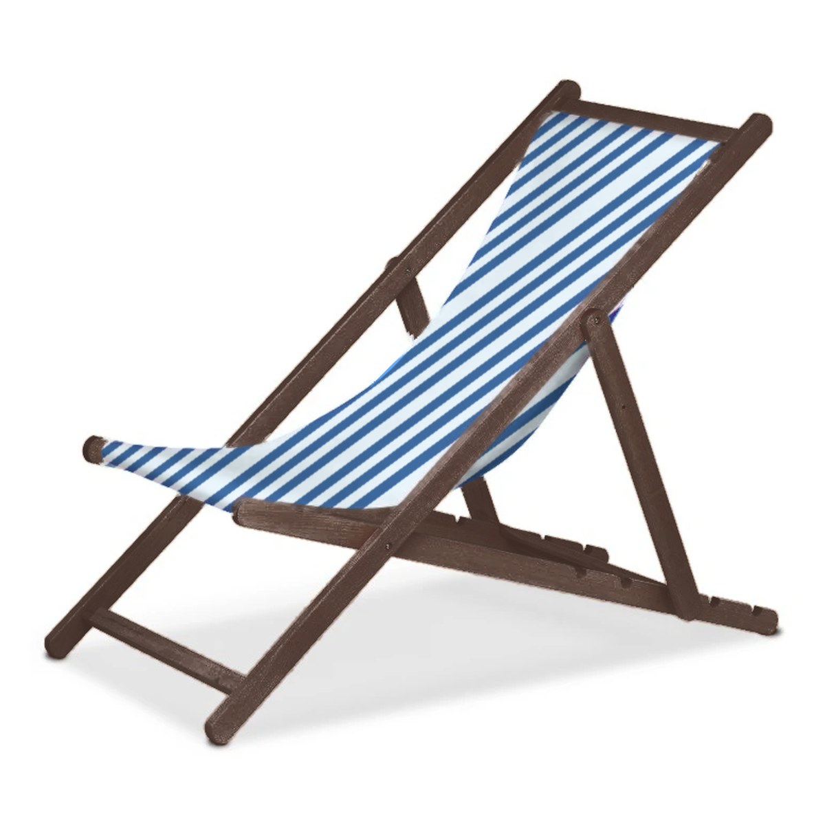 Chilienne Biarritz — vernis noyer, toile Rayé blanc bleu 012