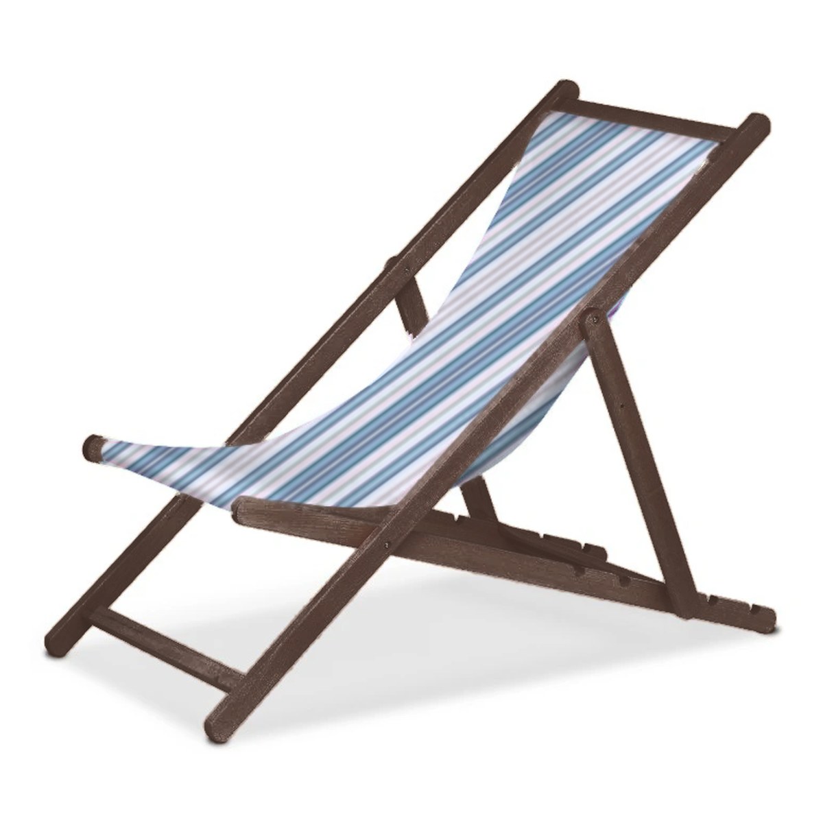 Chilienne Biarritz — vernis noyer, toile Rayé multicolore bleu 153