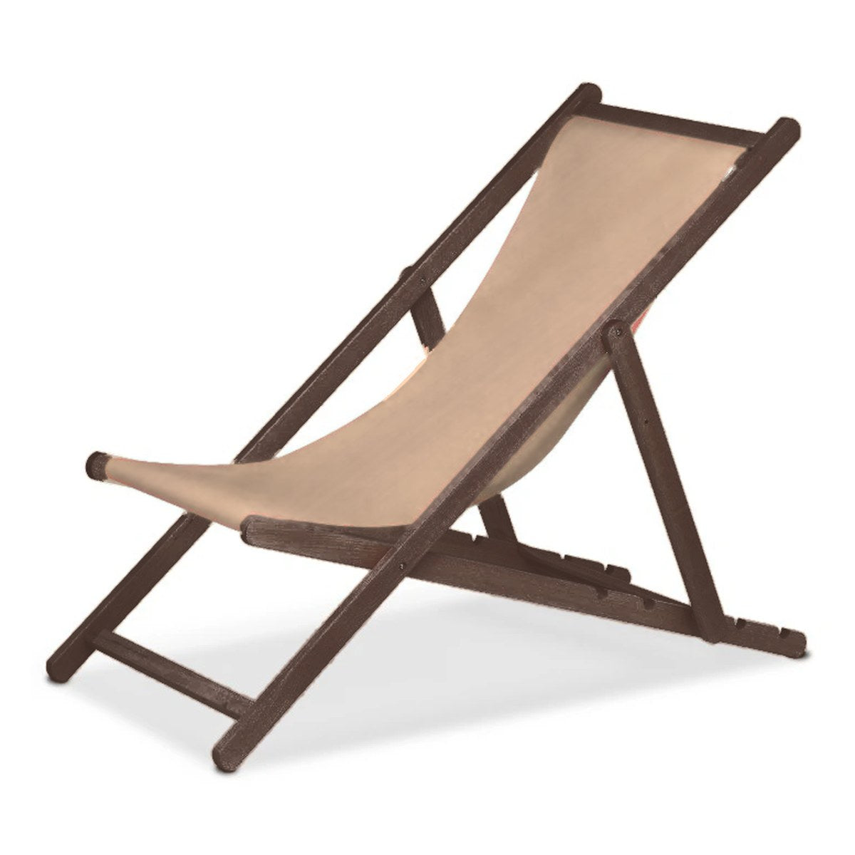 Chilienne Biarritz — vernis noyer, toile Rayé beige écru 512
