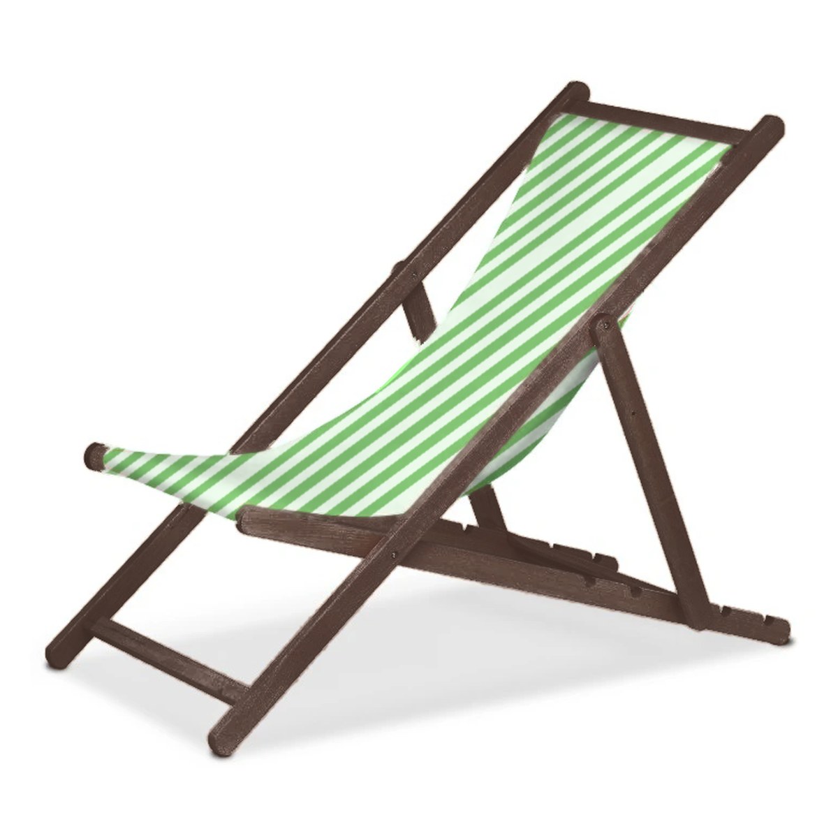 Chilienne Biarritz — vernis noyer, toile Rayé blanc vert 569