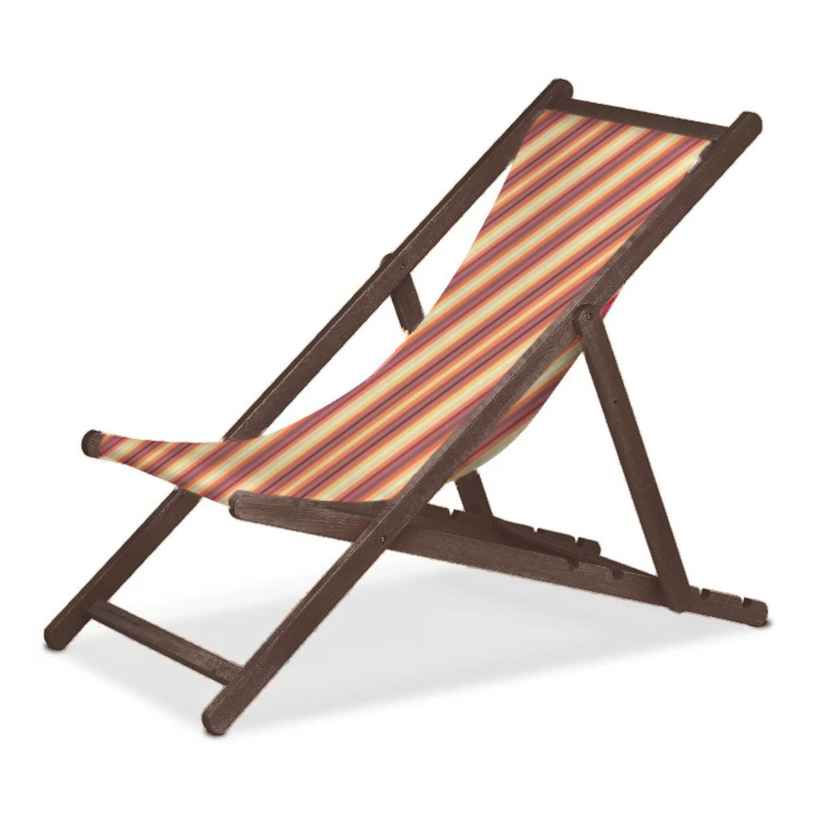 Chilienne Biarritz — vernis noyer, toile Rayé multicolore 622
