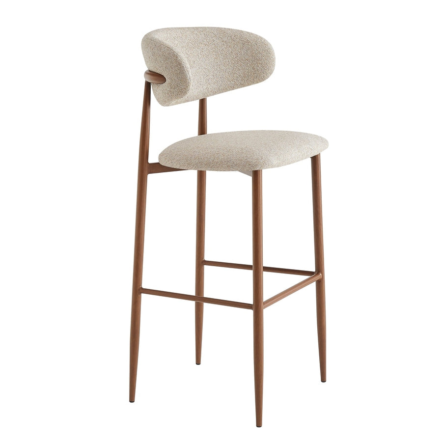 Tabouret Malo — tabouret de bar acier finition noyer à repose-pieds intégré