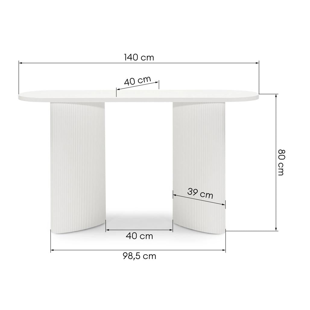 Console bureau Alrequin 140 cm à tasseaux — Blanc