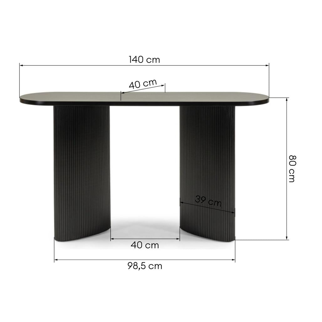 Console bureau Alrequin 140 cm à tasseaux — Noir