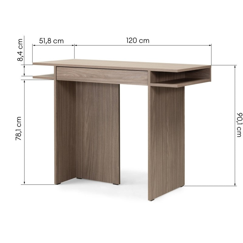 Console bureau Anso 120 cm à tiroir chêne