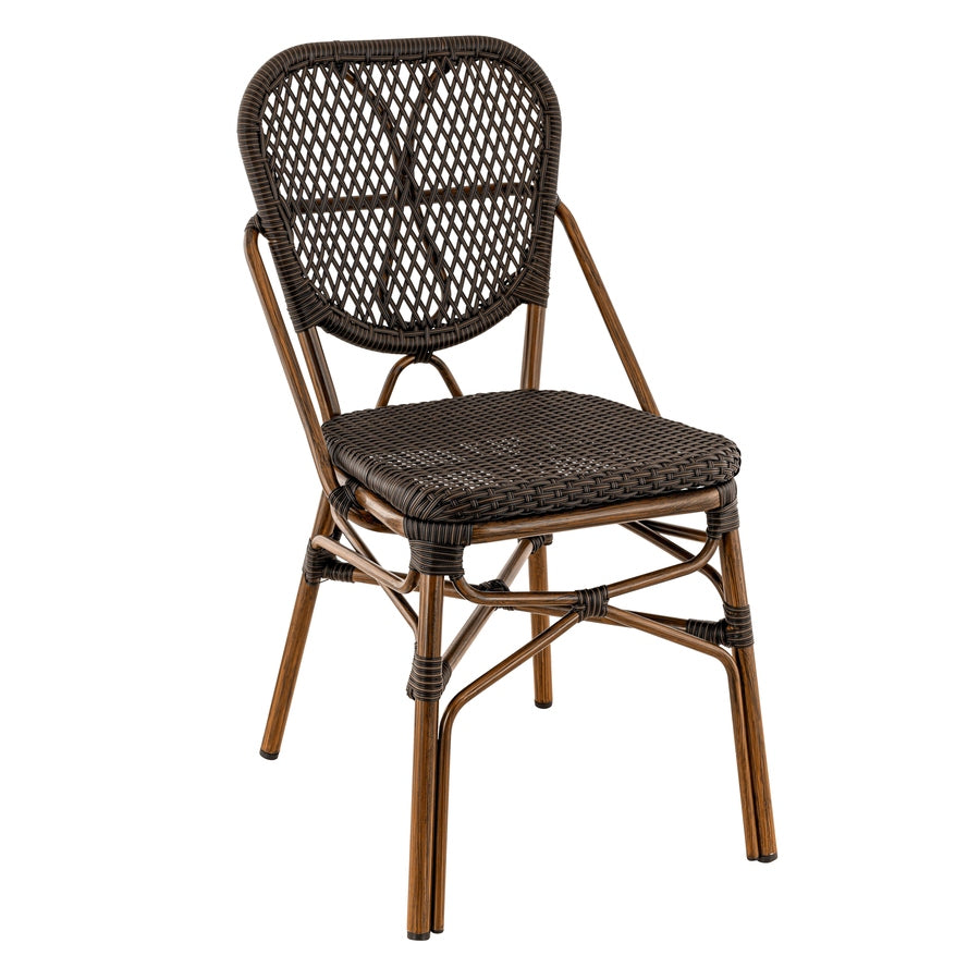 Chaise Yucca — chaise de terrasse tressée imitation rotin sans accoudoirs