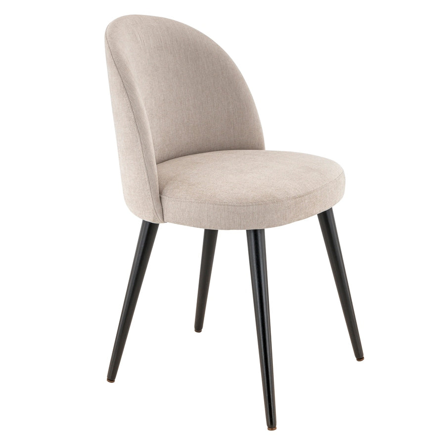 Chaise Lou — chaise de bistrot en hêtre teinté à assise tissu Wind