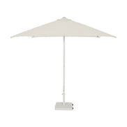 Parasol Eolo Sunbrella Ezpeleta, structure blanche, toile Sunbrella marbre