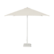 Parasol Eolo Sunbrella Ezpeleta, structure blanche, toile Sunbrella marbre