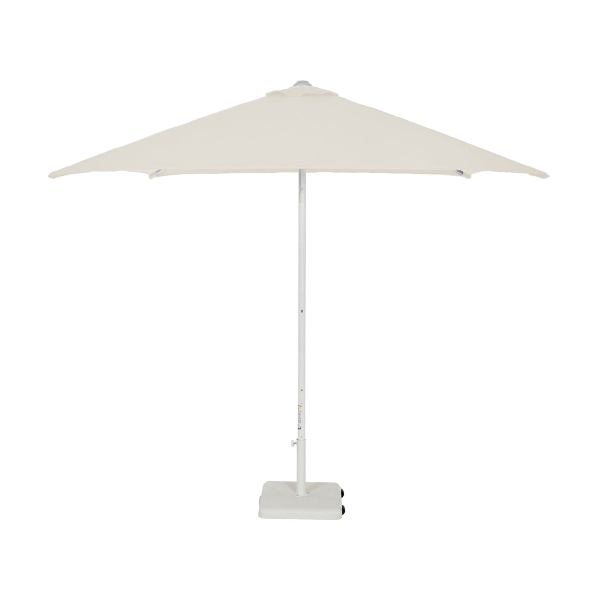 Parasol Eolo Sunbrella Ezpeleta, structure blanche, toile Sunbrella marbre