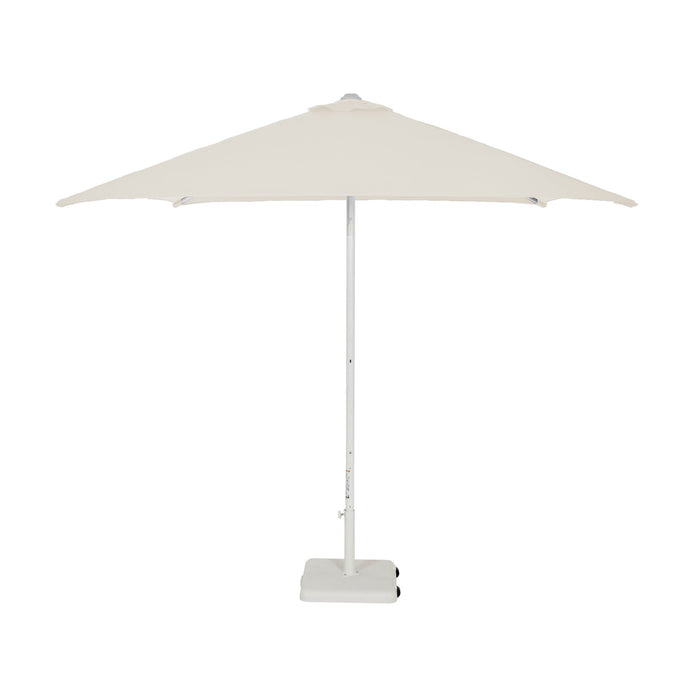 Parasol Eolo Sunbrella Ezpeleta, structure blanche, toile Sunbrella marbre