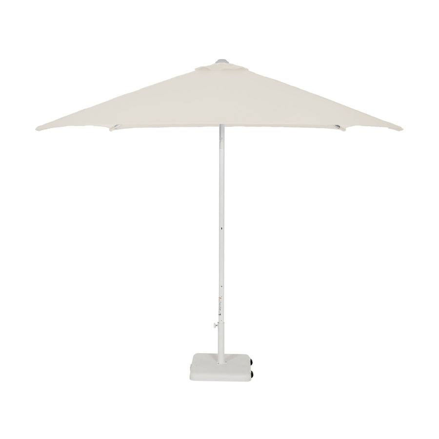 Parasol Eolo Sunbrella Ezpeleta, structure blanche, toile Sunbrella marbre