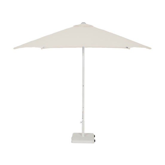 Parasol Eolo Sunbrella Ezpeleta, structure blanche, toile Sunbrella marbre