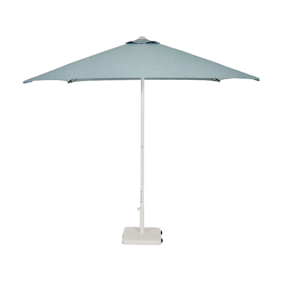Parasol Eolo Sunbrella Ezpeleta, structure blanche, toile Sunbrella bleu minéral