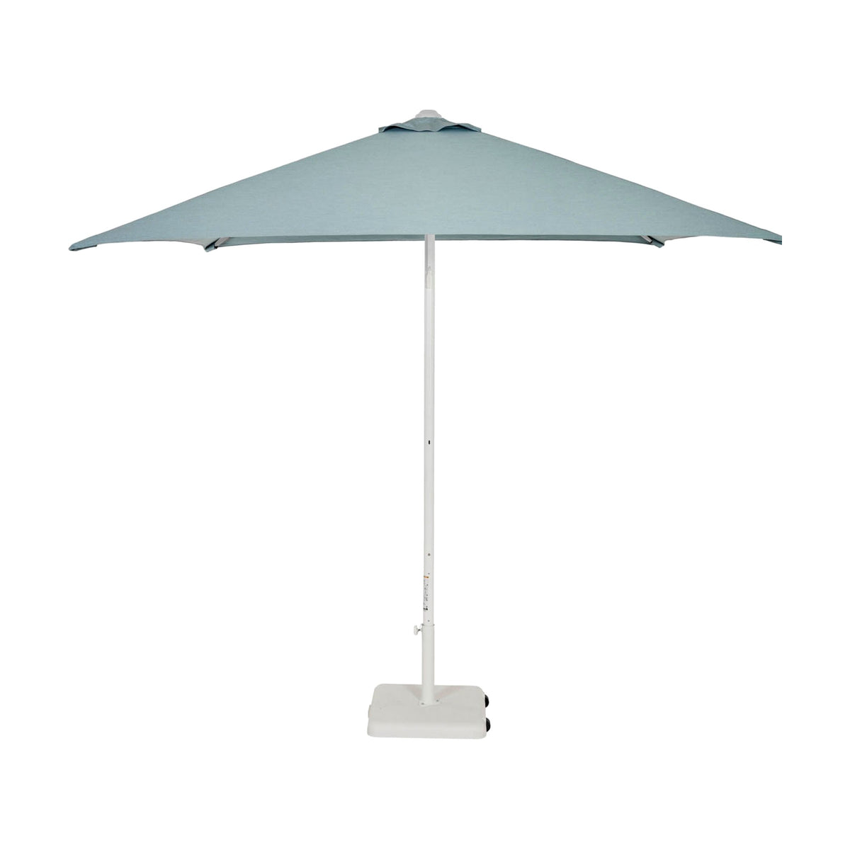 Parasol Eolo Sunbrella Ezpeleta, structure blanche, toile Sunbrella bleu minéral