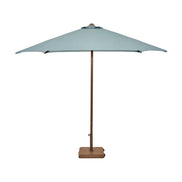 Parasol Eolo Sunbrella Ezpeleta, structure taupe, toile Sunbrella bleu minéral