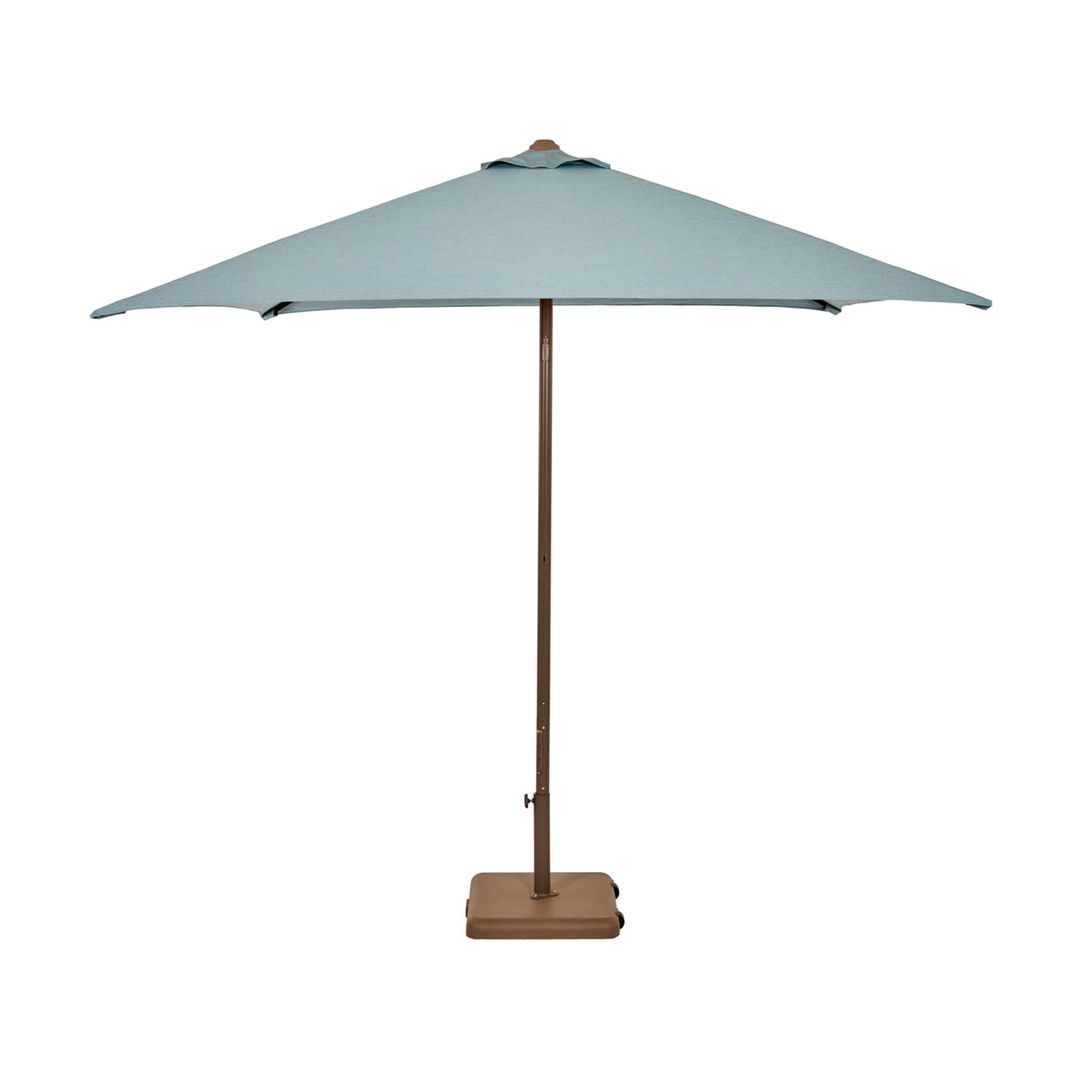 Parasol Eolo Sunbrella Ezpeleta, structure taupe, toile Sunbrella bleu minéral