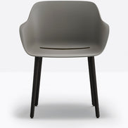 Fauteuil Babila XL pieds bois 2754 Pedrali, coque gris recyclé, pieds frêne noir