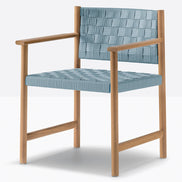 Fauteuil de terrasse Griante Pedrali teck, sangle bleu ciel