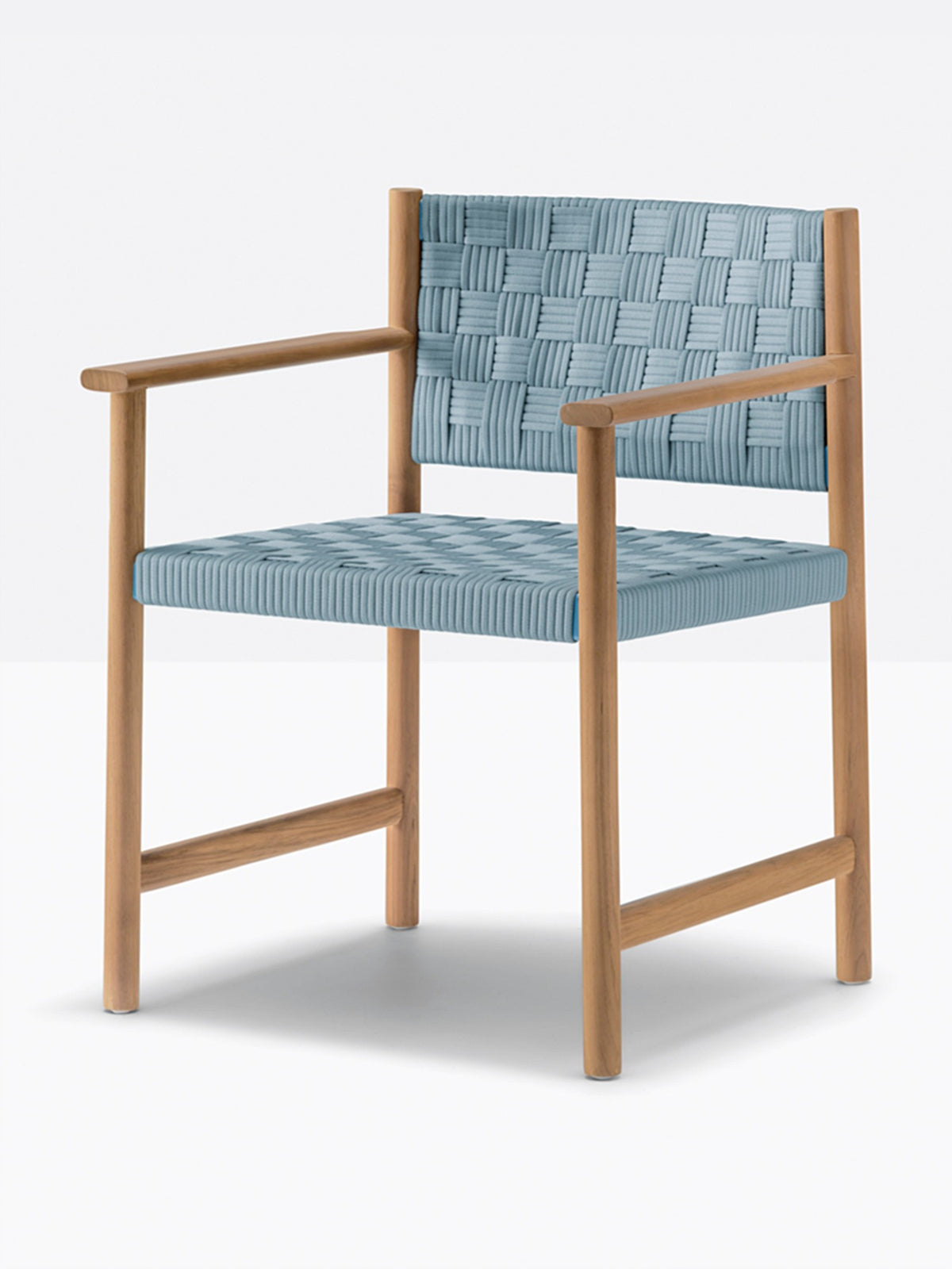Fauteuil de terrasse Griante Pedrali teck, sangle bleu ciel